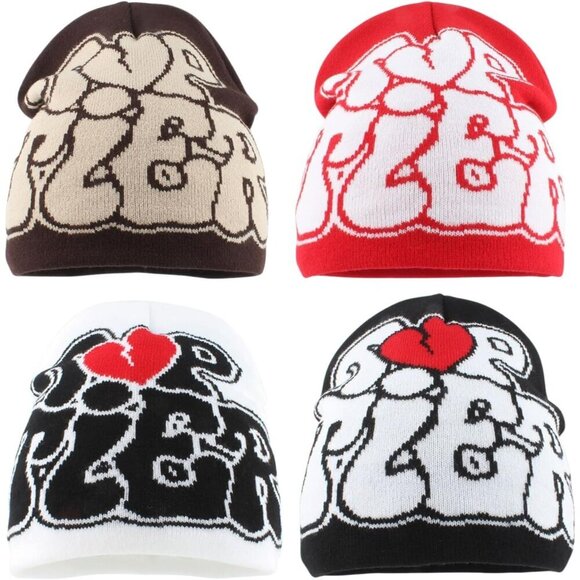 Y2K Beanie Knitted Hat Unisex Warm Skull Cap Acrylic Street Fashion